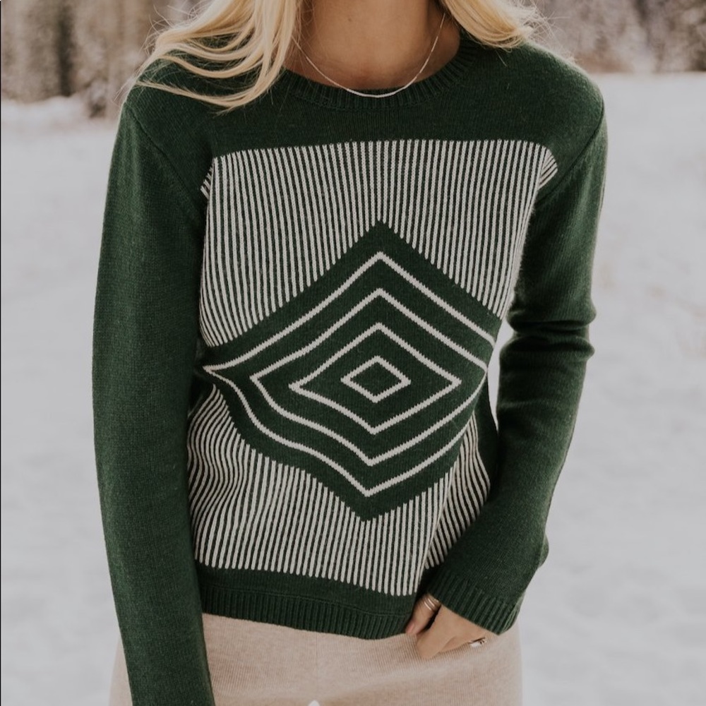 ROOLEE Knit Geometric Sweater Sz M 💚